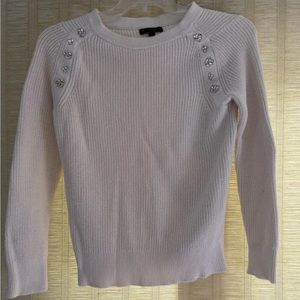 Banana republic, cream, off-white, embellished, rhinestone sweater, size small